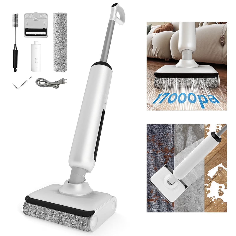 HABIUBIU Vacuum Mop All in One, Wet Dry Vacuum Cleaner, Cordless Cleaner Machine for Tile Hardwood Floor, Self Cleaning Electric Mop with 180 Lie-Flat Z4273