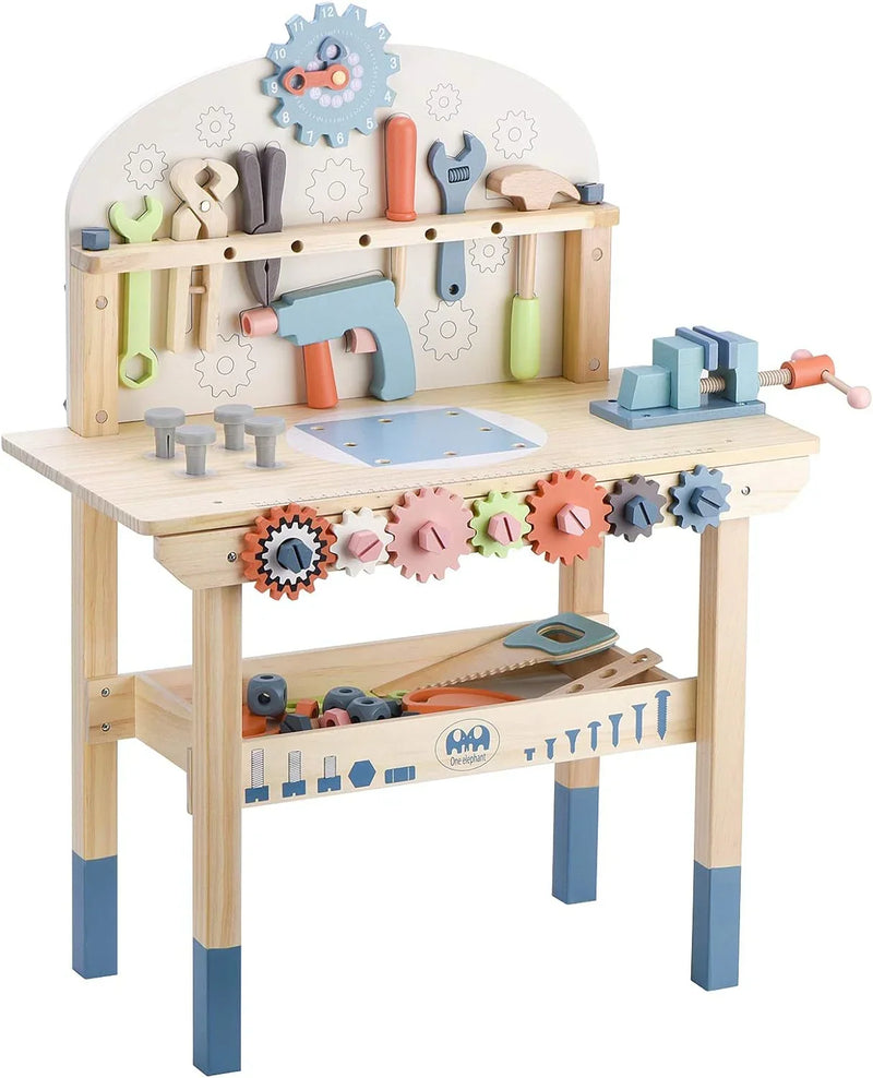 Children's tool table toys game workbench wooden tool table workshop workbench with tool set wooden construction workbench toys B7416