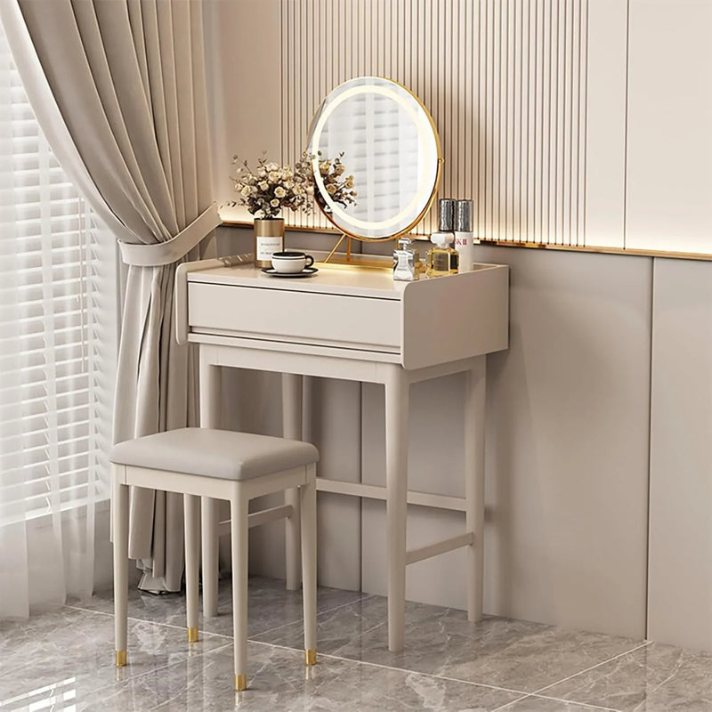 Makeup Vanity Desk with Drawers with Cushioned Stool Modern Vanity Desk Bedroom Vanity Set with Detachable Mirror and Makeup Box for Bedroom Girls Women L8452