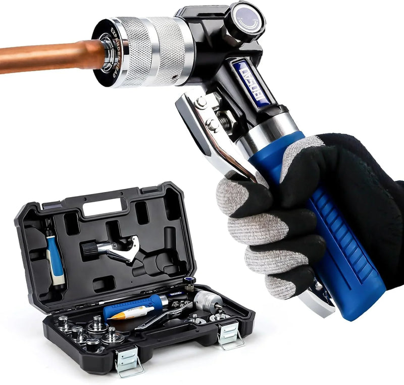 Hydraulic tube expanding tool kit, used to expand 3/8-inch copper tubes to 1-1/8 inches. V5285