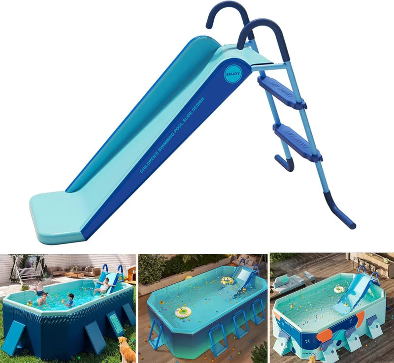 Pool Slide Inflatable Swimming Water Slide, Summer Swimming Pool Supplies Universal Trampoline Ladder Backyard Slide Home Playground Equipment A7032