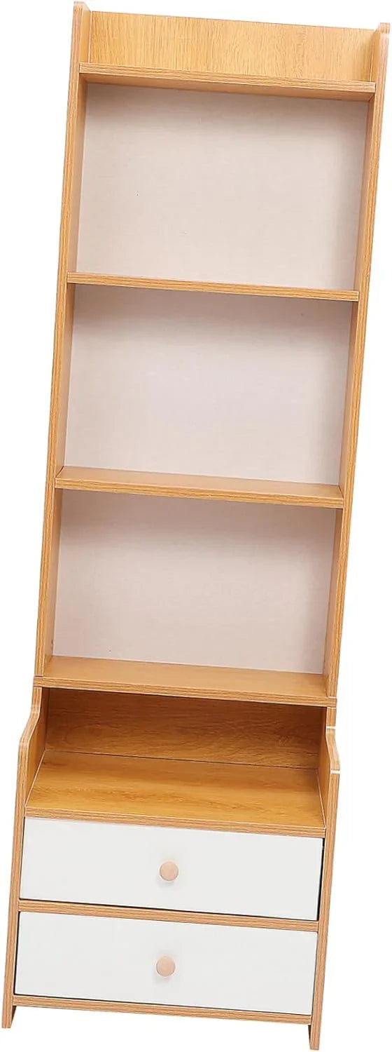 High platform bedside cabinet storage rack. Wooden bedside table with open shelves. Abundant storage space, simple design, suitable for bedroom furniture. Easy to assemble, with a rustic style and warm surface treatment. C9082