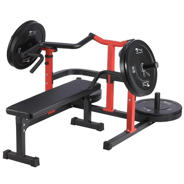 Chest Press Machine, 1050LBS Capacity, Independent Converging Arms, Weight Bench Press with Adjustable Flat Bench for Upper Body Workouts, Red G1361