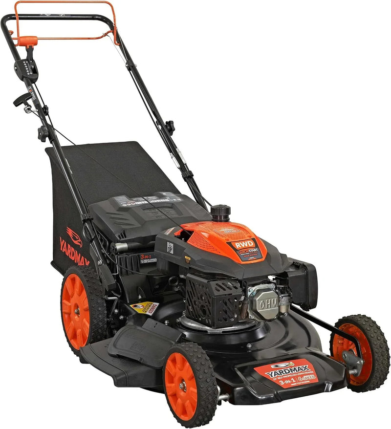 22 in. 201cc Select PACE 6 Speed CVT High Wheel RWD 3-in-1 Gas Walk Behind Self Propelled Lawn Mower, Black V3351