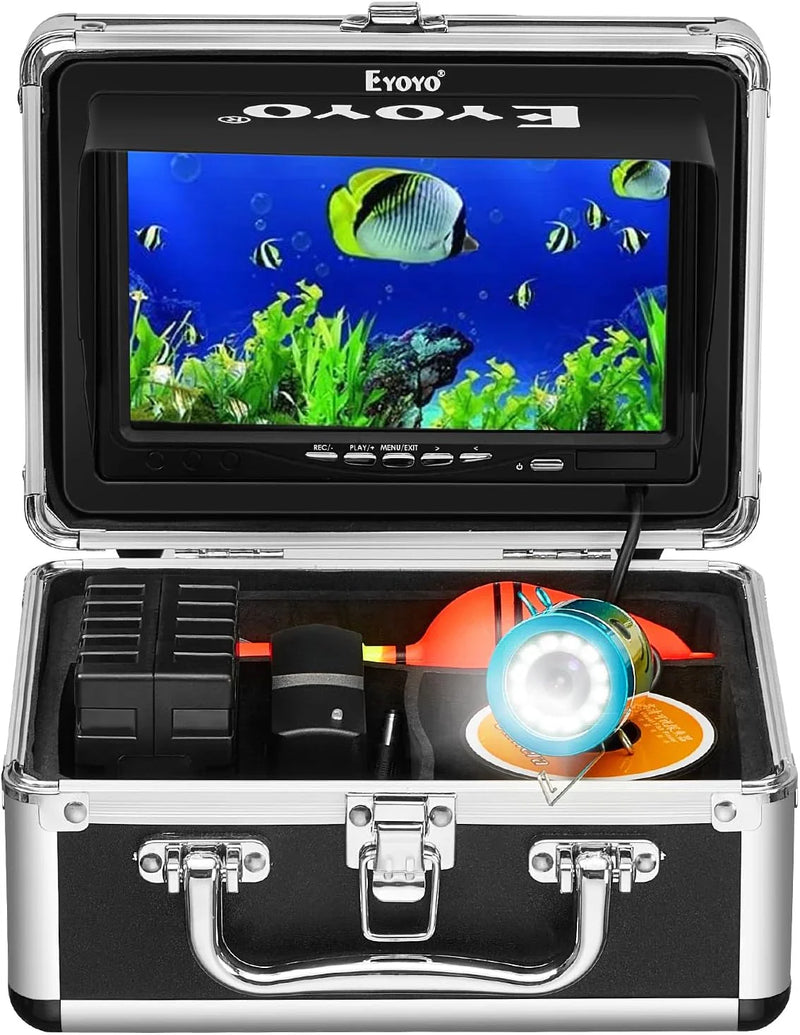 Underwater fishing photography and videography camera, underwater fish detector, fishing photography and videography camera on land/water/river/ice surface, 1000TVL resolution, 7-inch display screen, built-in 12 white lights, 15-meter long cable I2638