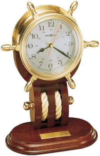 Type II Wall Clock 549-644 - Climate and Navigation Series Pure Brass Ship Rudder Decorative Model, with Redwood Base and Quartz Movement Y3490