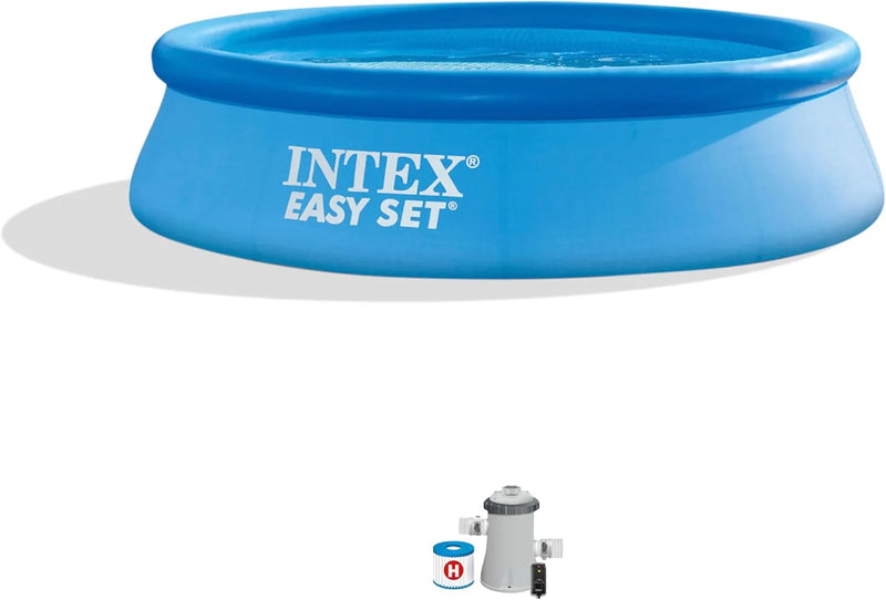 28167EH Easy Set Inflatable Swimming Pool Set: 15ft x 48in – Includes 1000 GPH Cartridge Filter Pump – Removable Ladder – Pool Cover – Ground Cloth B2518