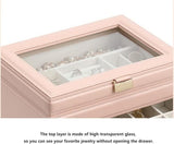 Jewelry Box Jewelry Case PU Leather Jewelry Box Jewelry Storage Box Earring Ear Stud Ring Necklace Organizer Case Jewelry Organizer