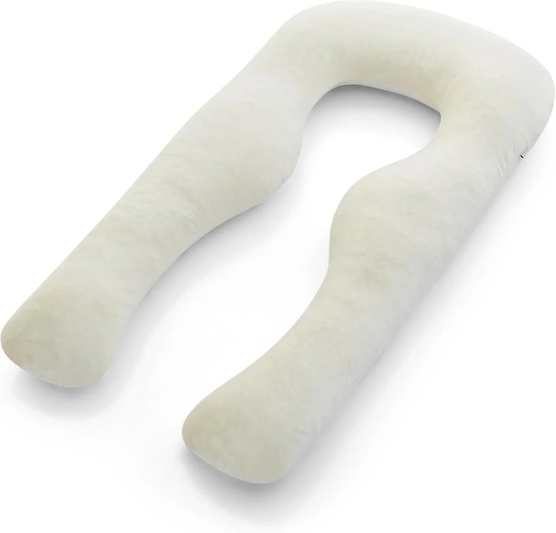 Body Pillow | Elegant U-shaped Pregnancy Pillow - Organic Bamboo Fiber Cotton - Crushed Cooling Gel Filling - Ergonomic Design - Dual-Sided Use - Washable N3796