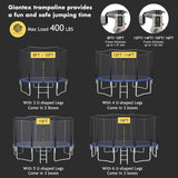 8 feet, 10 feet, 12 feet, 14 feet, 15 feet, 16 feet children's and adult trampolines. Certified by ASTM with netting. Made of thick steel plates, durable, suitable for outdoor large-scale leisure trampolines in various weather conditions, equipped wi