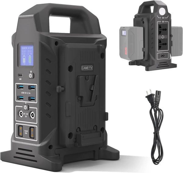 Dual V interface battery charger, power strip 3-in-1 dual-channel charger/multi AC power inverter station, PD 65W/USB-C, compatible with the fully V-lock battery charging of Smallrig Neewer Came TV. Y2163