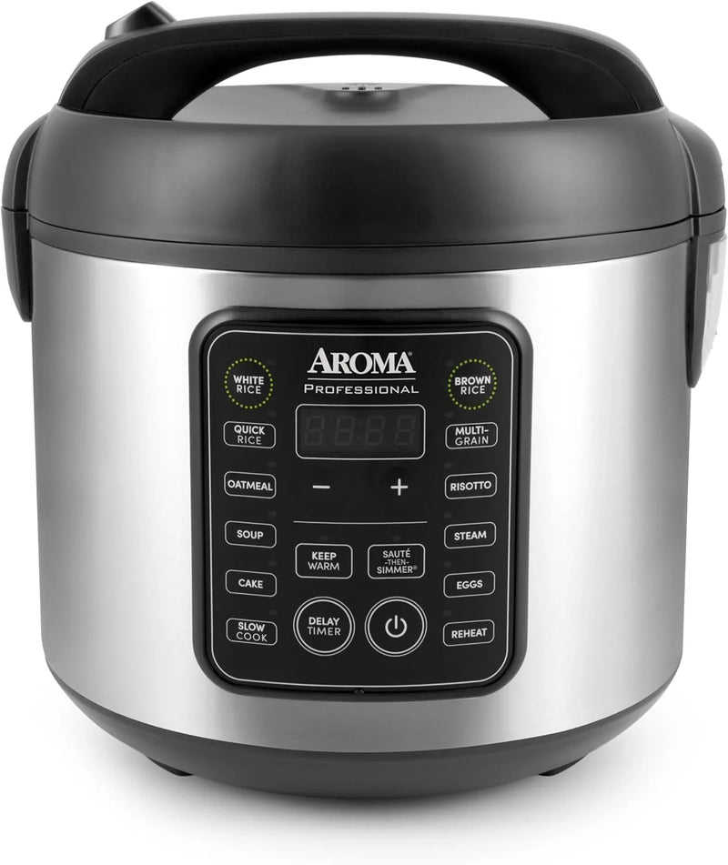 Digital rice cooker, 4 cup capacity (uncooked state) / 8 cup capacity (cooked state), steamer, multi-functional cooking pot, slow cooker, oatmeal pot, automatic insulation function, 2 gallons, stainless steel shell C9638