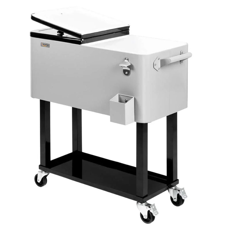 Portable 80 Quart Rolling Ice Chest with Shelf X5598