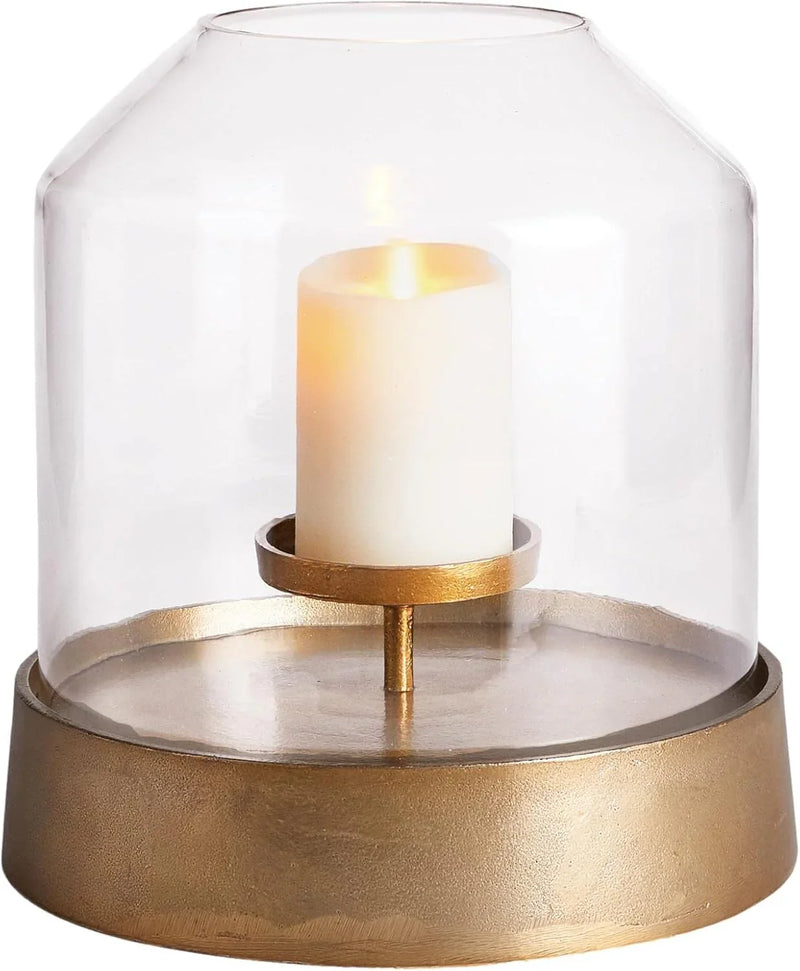 Elegant Gold Large Round Hurricane Candle Holder Dome Shape 13 in Terrarium Classic L7426