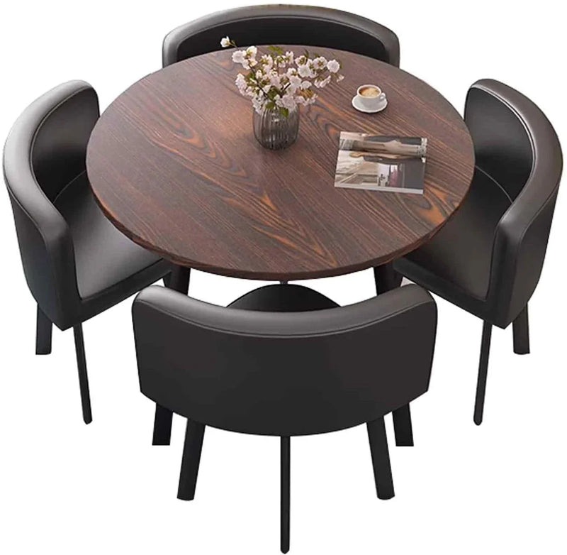 A 4-person conference table and chair set, office reception room club table and chair combination, suitable room / central area / farmhouse / home office, medieval style table and chair set R0286