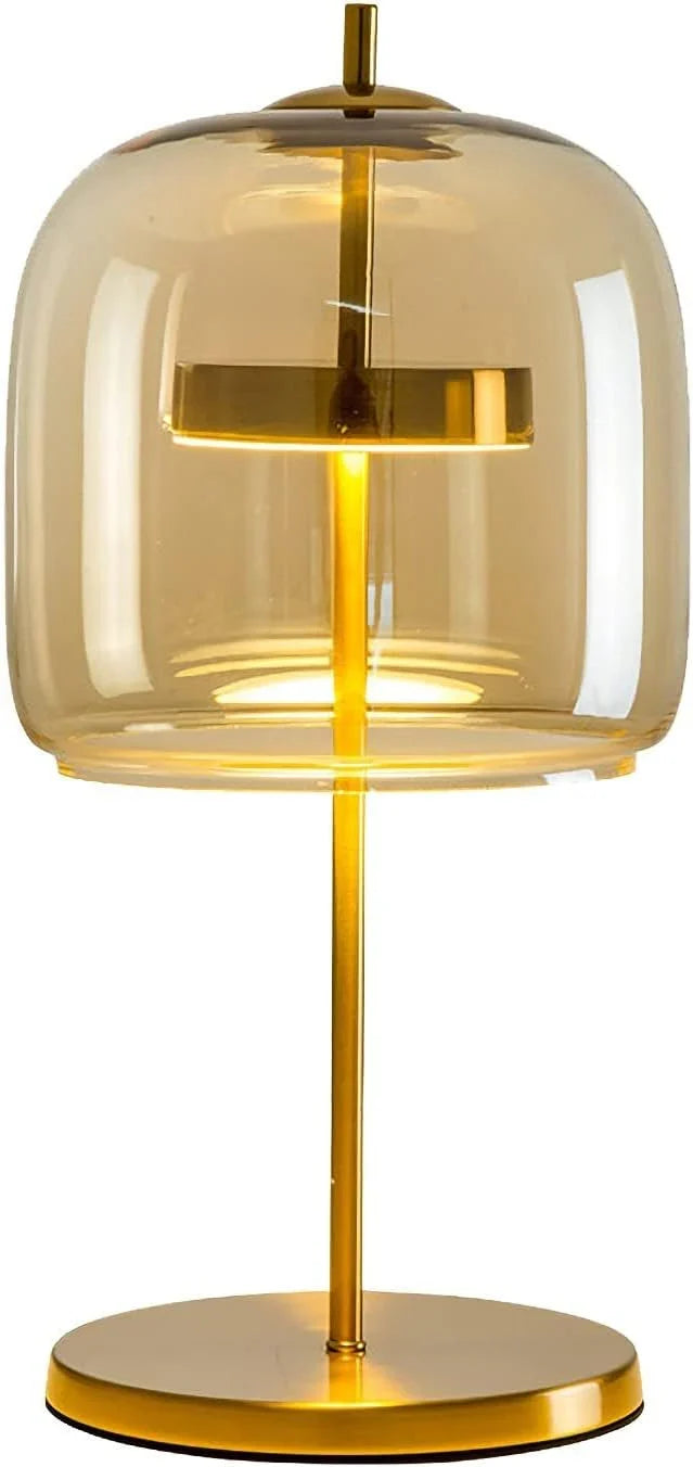 The amber desk lamp, the golden bedside lamp, the round bedside lamp for bedrooms and living rooms with a forged iron base, the glass lampshade and the LED bulb are all fully equipped. S5733