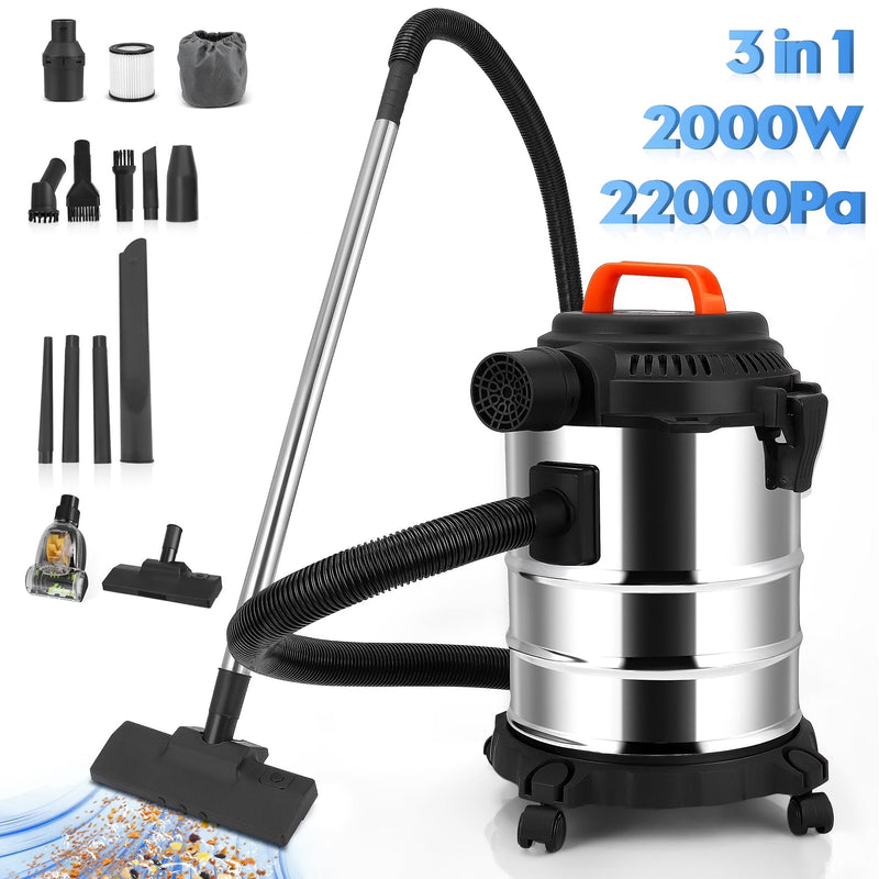 RELOIVE Wet Dry Vacuum,4.5 Gallon 2000W 6.5 Peak HP,3-in-1 Stainless Steel Shop Vacuum Wet and Dry,with Filter and Attachments for House Garage... G4519