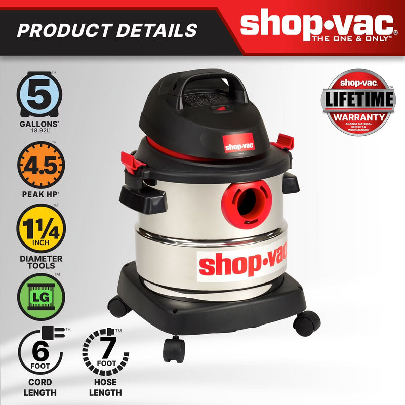 5 Gallon 4.5 Peak HP Wet Dry Vacuum Y1817