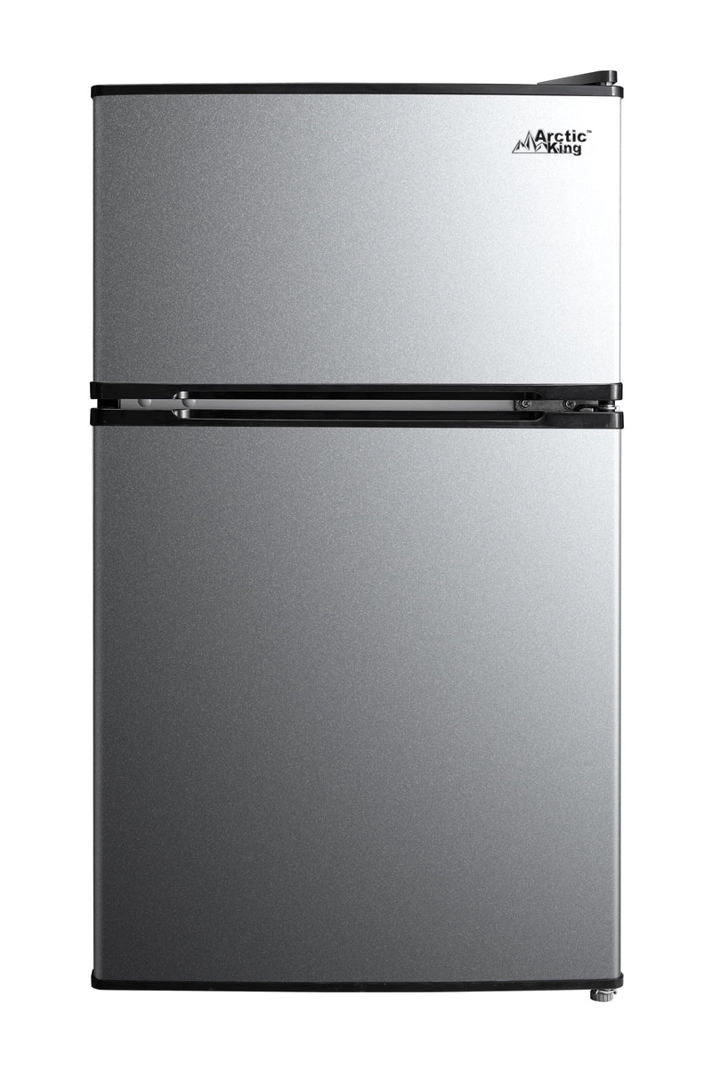 Arctic King 3.2 Cu ft Two Door Mini Fridge with Freezer, Stainless Steel, E-Star I5119