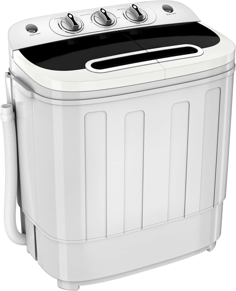 Portable mini double-burner washing machine, capacity 13 pounds, equipped with a spin dryer, a compact clothes washing machine, a lightweight small-sized washing machine, suitable for families, apartments, dormitory rooms, and campers. O8134