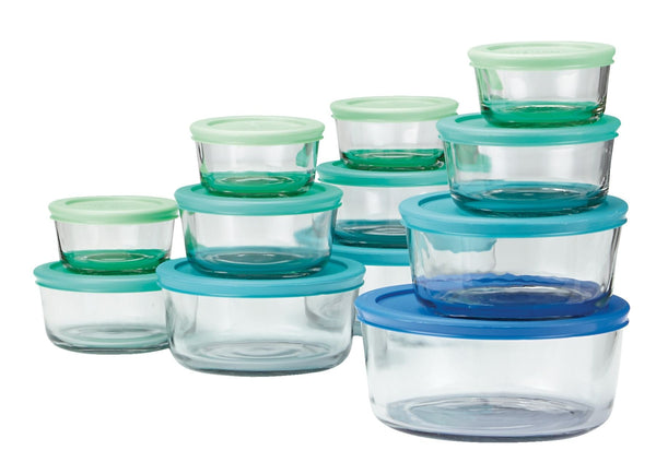 Glass Food Storage Set with Lids, Assorted Sizes, 12 Count B8688