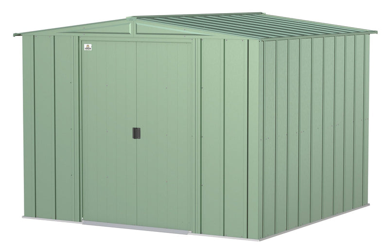 Classic Galvanized Steel Storage Shed, Sage Green, 8-ft x 8-ft M2159