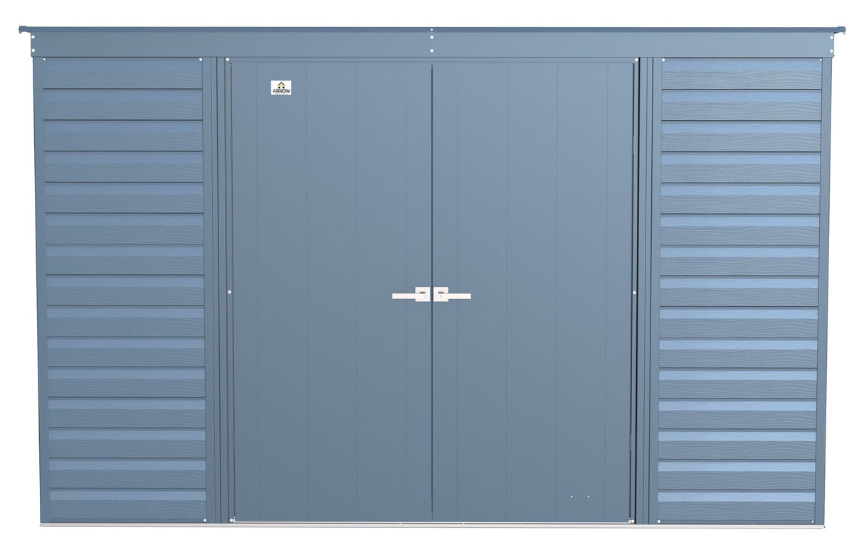 Select Galvanized Steel Storage Shed, Blue Grey, 10-ft x 4-ft