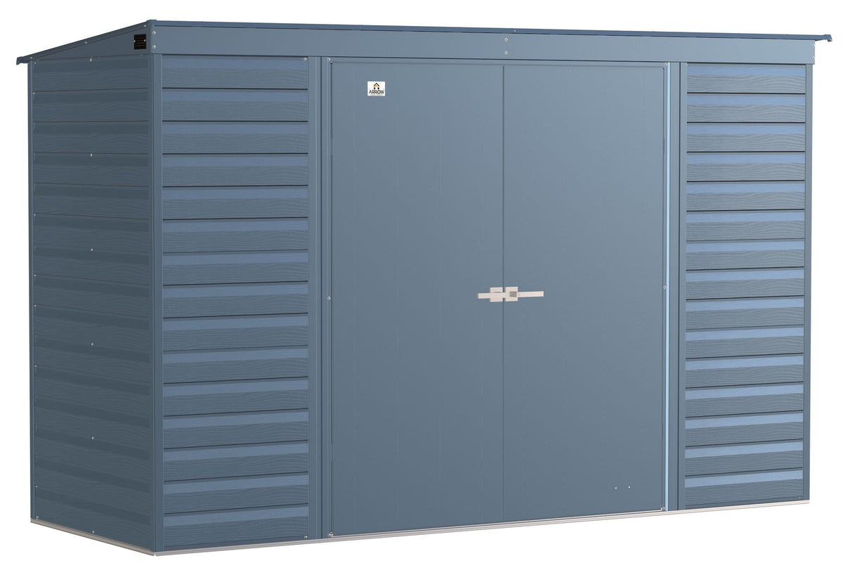 Select Galvanized Steel Storage Shed, Blue Grey, 10-ft x 4-ft