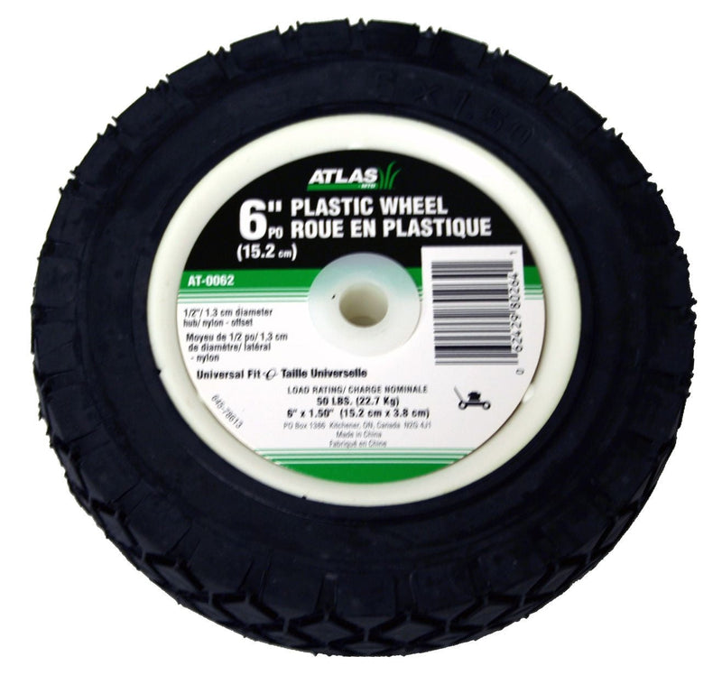 Lawn Mower Replacement Wheel, Wide Tread, 6-in x 1.5-in W7032