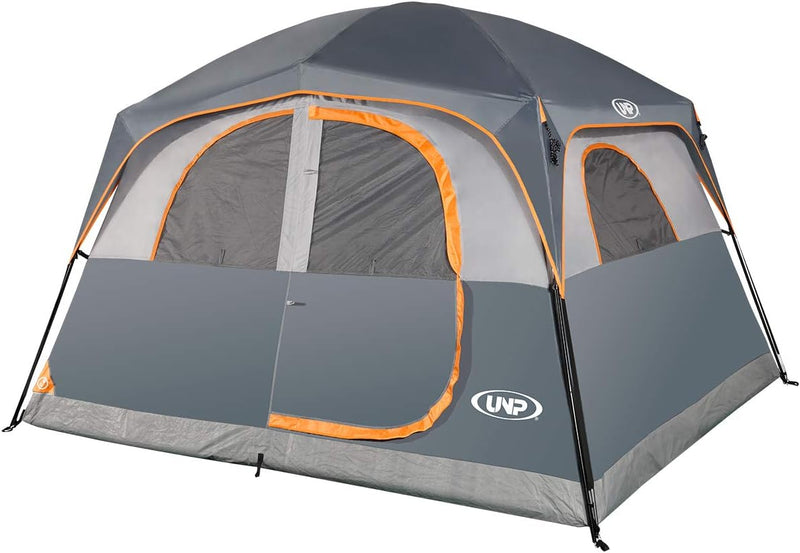 A 6-person waterproof and windproof portable family camping tent, with a double-layer structure, equipped with 1 mesh door and 5 large mesh windows - height of 10 feet × 9 feet × 78 inches (unit: inches) Z239