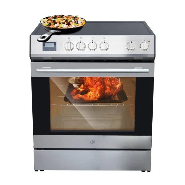 Front Control Electric Range Oven with 5 Cooktop Elements with 6 Cooking Power Options, Freestanding Oven, 5.0 cu. ft. Capacity Stainless Steel P8012
