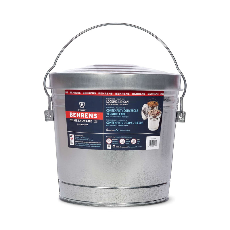 Galvanized Steel Multi-Use/Garbage Can with Locking Lid, 22-L (6 US gal) Y6007