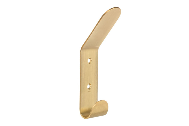 Bent Metal Double Hook, Satin Brass S9360