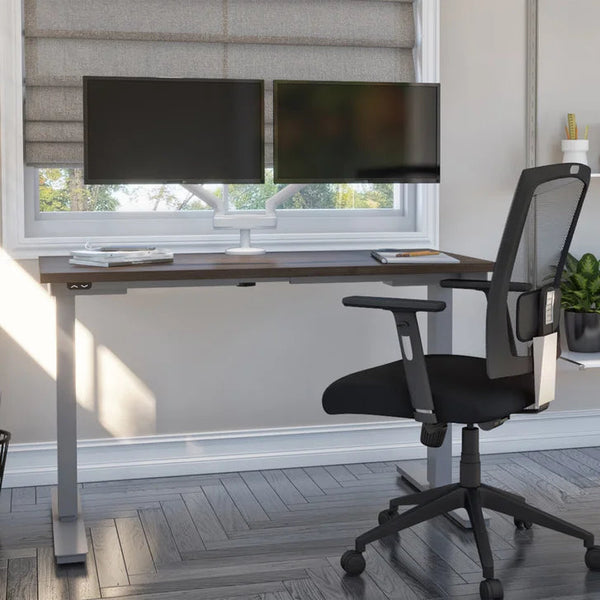 Bestar Upstand 61 cm x 122 cm (24 in. x 48 in.) Height Adjustable Desk with Dual Monitor Arm J9809
