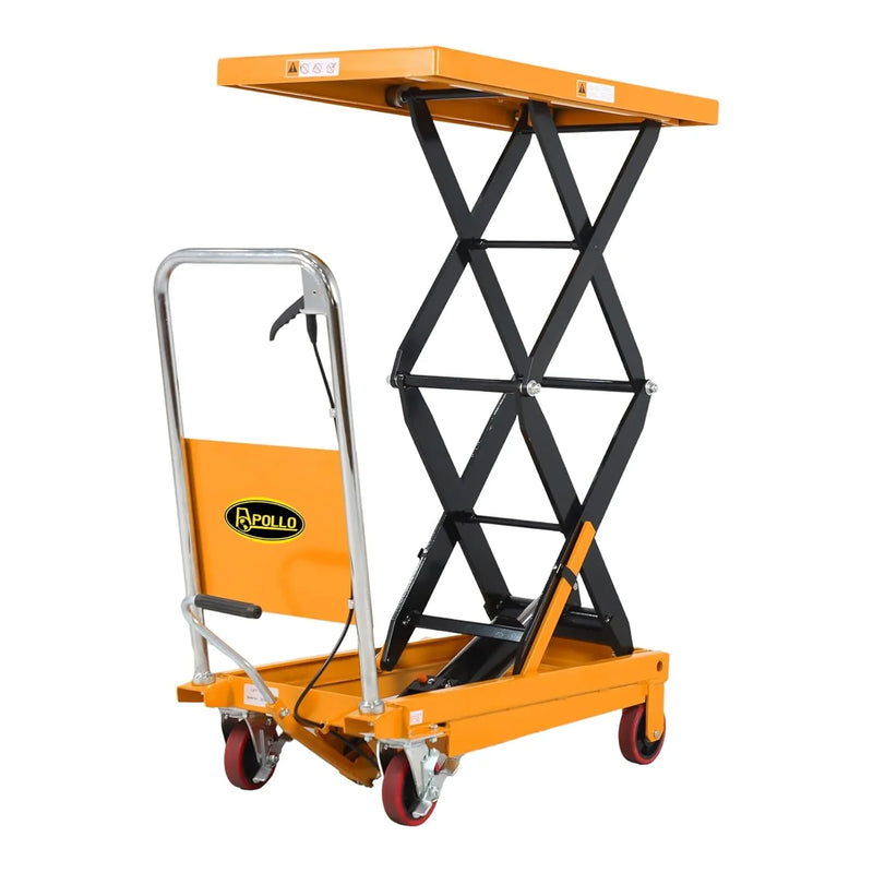 Hydraulic Lift Table Cart – 770 lbs Capacity, 51" Max Height, Double Scissor Lift with Safety Guard & 4 Wheels A7858