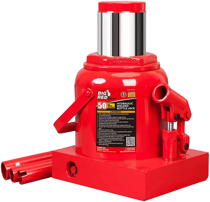 BIG RED 50 Ton Low Profile Hydraulic Bottle Jack – Welded Construction for Automotive & Heavy Lifting Q4547