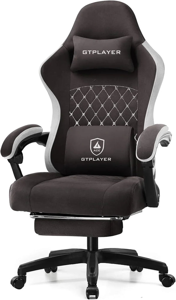 Gaming Chair, Computer Office Chair with Pocket Spring Cushion, Linkage Armrests and Footrest, High Back Ergonomic Computer Chair with Lumbar Support Task Chair with Footrest G4119