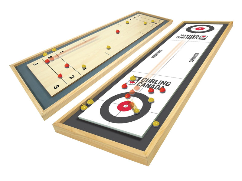 Canada Curling Game, Deluxe Wood 2-in-1 Double Sided Giant Table Top Game Set, 47-in, Ages 6+ Y5708