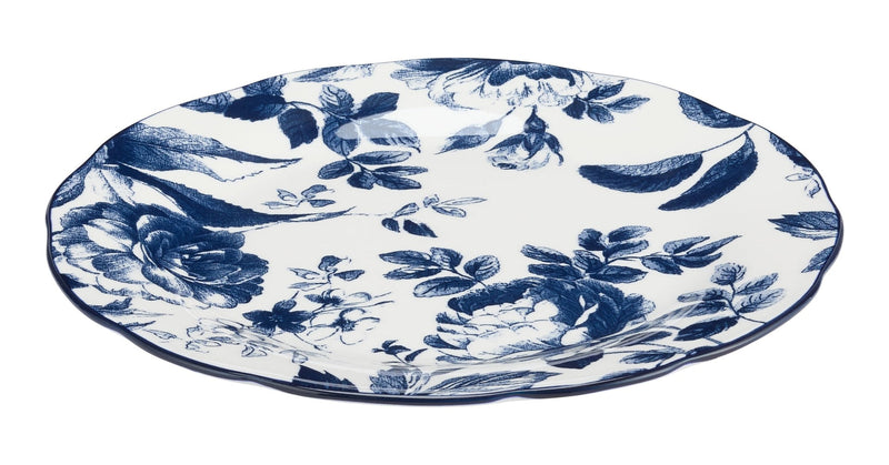 Augusta Stoneware Dinner Plate, 1-pc, White/Blue Floral F5978