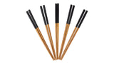 Bamboo Wood Chopsticks with Black Top, Serves 5, 10-pc