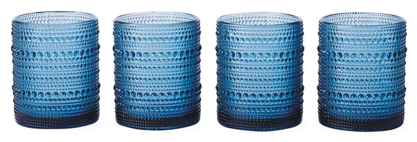 Blue Hobnail Glasses, Durable Glass Build, 4-pk A1041