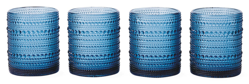 Blue Hobnail Glasses, Durable Glass Build, 4-pk A1041