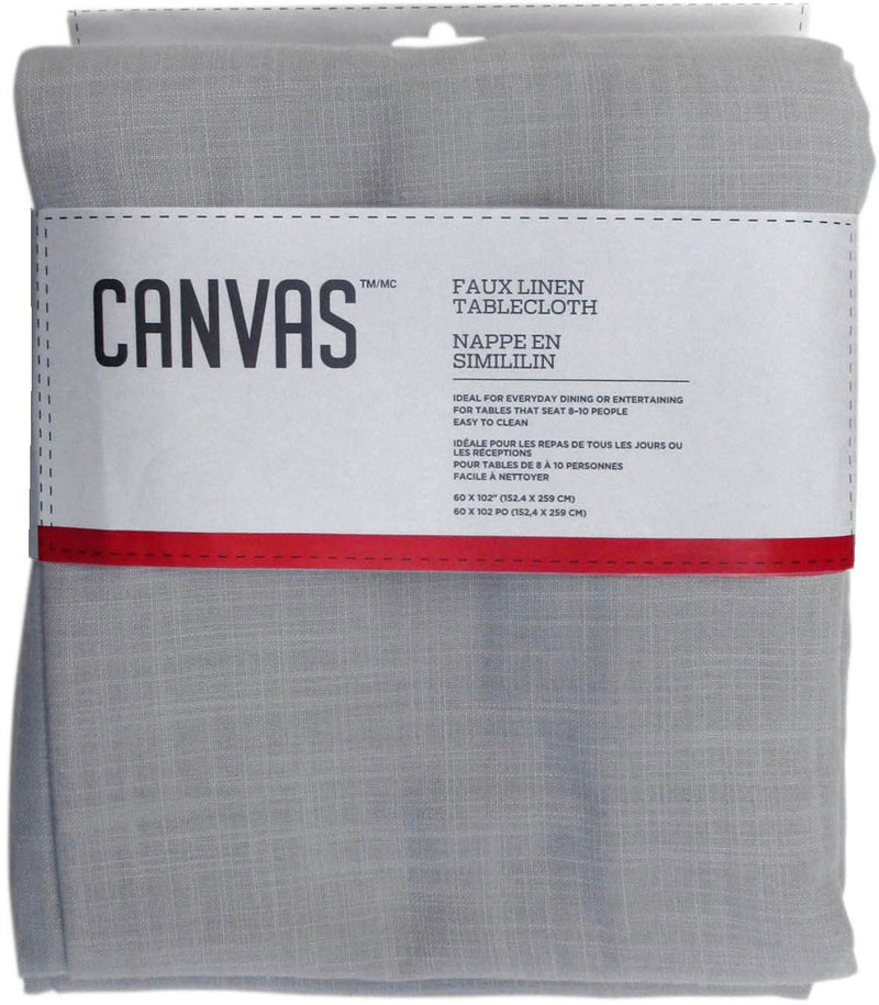 Faux Linen Rectangle Tablecloth, 60-in x 102-in, Light Grey B2336