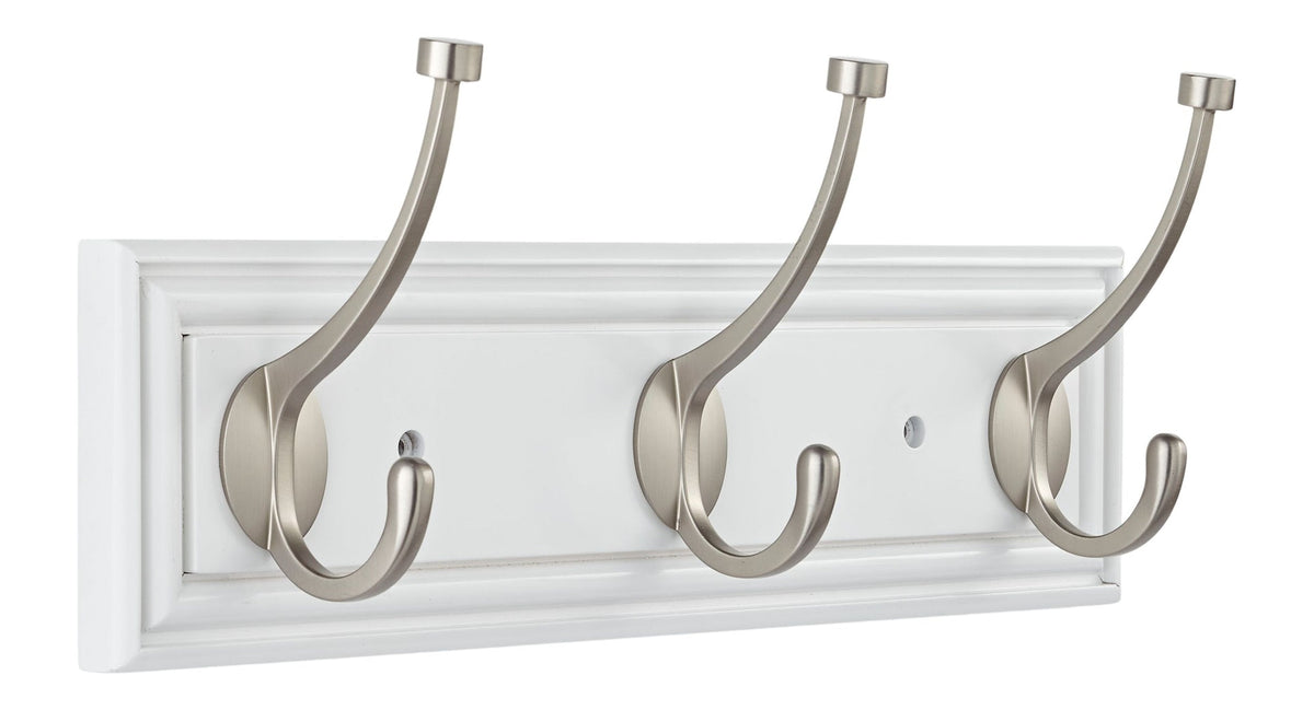 Galena Stainless Steel 3-Hook Rail, White, 16-in