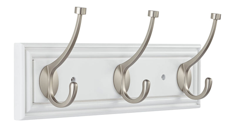 Galena Stainless Steel 3-Hook Rail, White, 16-in Q59