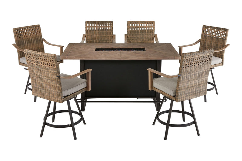 Granville Fire Outdoor Dining Set with Water/Stain/Fade-Resistant Cushions, 7-pc U2495