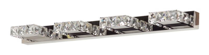 Isabella 4-Light Crystal Design LED Vanity Light Fixture, Chrome H7047