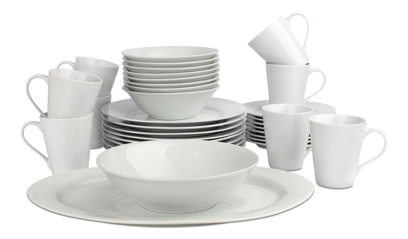 Lauren 34pc Porcelain Dinnerware Set, Serves 8, White Z8350