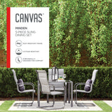 Minden Steel Outdoor Patio Dining Set with Glass Top Table, Grey, 5-pc
