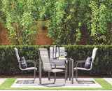 Minden Steel Outdoor Patio Dining Set with Glass Top Table, Grey, 5-pc